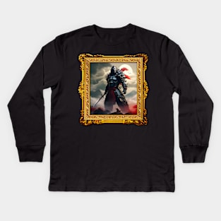 Japanese Monster Samurai Ninja Vintage Landscape Movie Artist Fan Frame Kids Long Sleeve T-Shirt